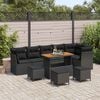 vidaXL Garden Sofa Set Height-Adjustable 10 pcs Black Poly Rattan