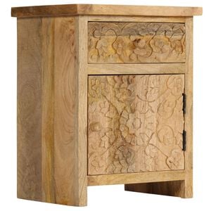 vidaXL Bedside Table | Natural Wood | Solid Mango Wood, Engineered Wood
