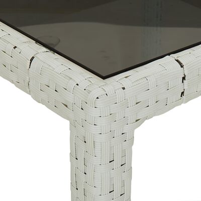 vidaXL Garden Table White 250x100x75 cm Poly Rattan and Tempered Glass