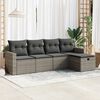 vidaXL 5 Piece Garden Sofa Set with Cushions Grey Poly Rattan
