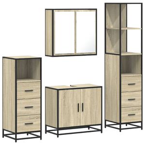 vidaXL 4 Piece Bathroom Furniture Set Sonoma Oak Engineered Wood