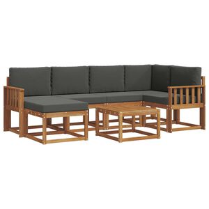 vidaXL Outdoor Sofa Set 7 pcs Natural and Anthracite