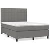 vidaXL Box Spring Bed with Mattress Dark Grey 137x190 cm Double Fabric