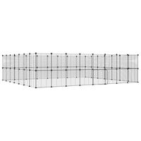 vidaXL 60-Panel Pet Cage with Door Black 35x35 cm Steel