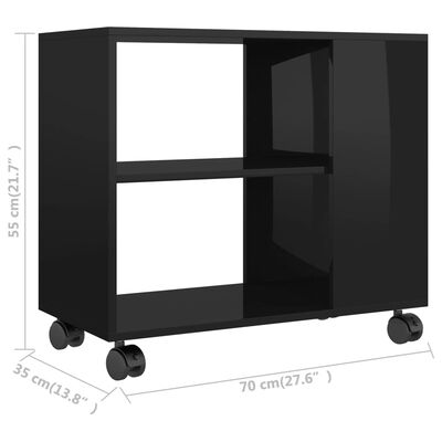 vidaXL Side Table High Gloss Black 70x35x55 cm Engineered Wood