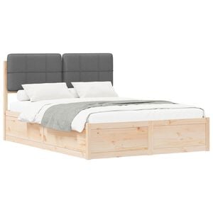vidaXL Bed Frame with Upholstered Headboard Dark Grey 135 x 190 cm