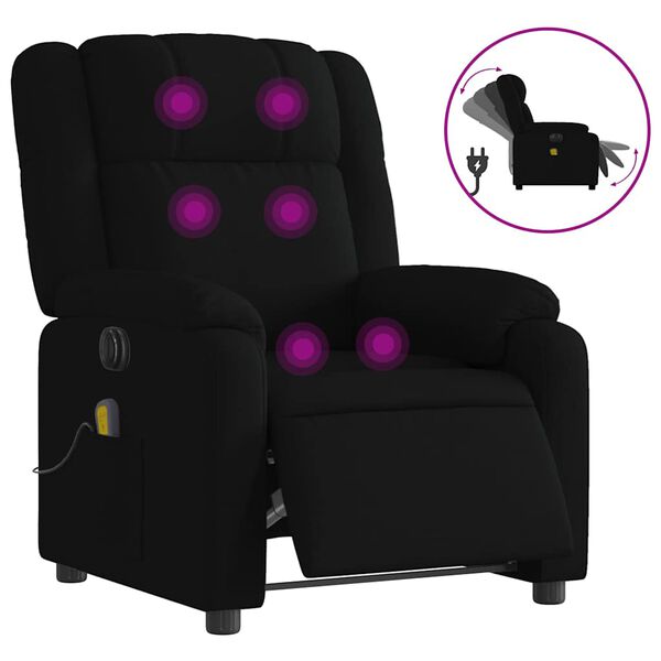 vidaXL Electric Massage Recliner Chair Black Fabric