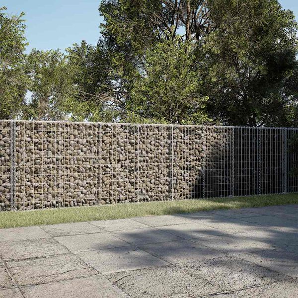 vidaXL Gabion Basket with Cover 650x100x100 cm Galvanised Iron