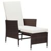 vidaXL Reclining Garden Chair with Cushions Poly Rattan Brown