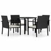 vidaXL Garden Dining Set 5 pcs Black Poly Rattan