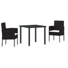 vidaXL Garden Dining Set 3 pcs Black Poly Rattan