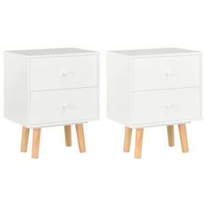 vidaXL Bedside Cabinet | Set of 2 | White | MDF | 40x30x50 cm | Storage