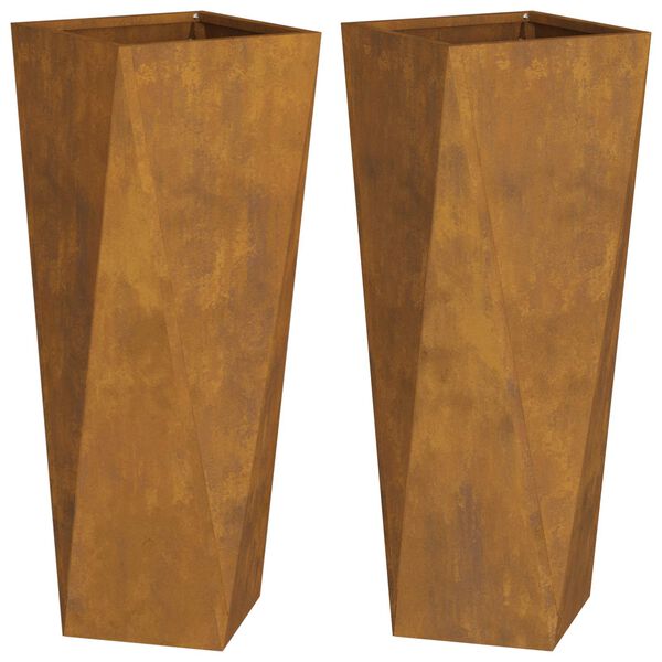 vidaXL Planter 2 pcs Rusty 30 x 30 x 75 cm Weathering Steel