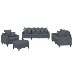 vidaXL 4 Piece Sofa Set with Cushions Dark Grey Velvet