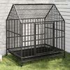 vidaXL Dog Cage with Wheels Black Galvanised Steel