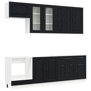 vidaXL Kitchen Unit KALMAR 8 pcs Black Engineered Wood