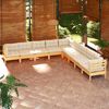 vidaXL 9 Piece Garden Lounge Set with Cream Cushions Solid Pinewood