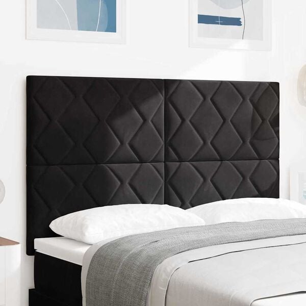 vidaXL LED Headboard with Headboard Black 144 cm Faux Leather