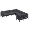 vidaXL 8 Piece Garden Lounge Set with Cushions Black Solid Pinewood