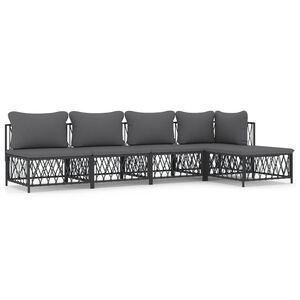 vidaXL 5 Piece Garden Lounge Set with Cushions Anthracite Steel