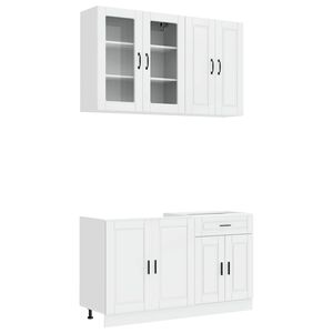 vidaXL Kitchen Unit PORTO 4 pcs High Gloss White Engineered Wood