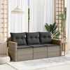 vidaXL 3 Piece Garden Sofa Set with Cushions Grey Poly Rattan