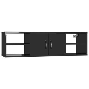vidaXL Wall Shelf | High gloss black | Engineered wood | Standard
