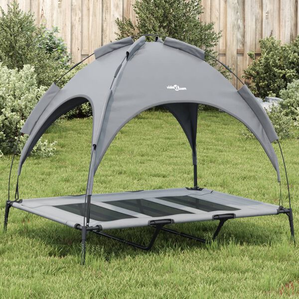 vidaXL Dog Bed with Canopy Anthracite Oxford Fabric and Steel