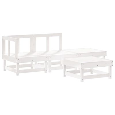 vidaXL 4 Piece Garden Lounge Set with Cushions White Solid Wood