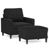 vidaXL Sofa Chair with Footstool Black 60 cm Velvet