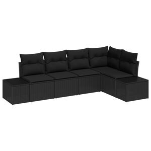 vidaXL Garden Sofa Set 5 pcs Black Poly Rattan