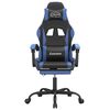 vidaXL Gaming Chair with Footrest Black and Blue Faux Leather