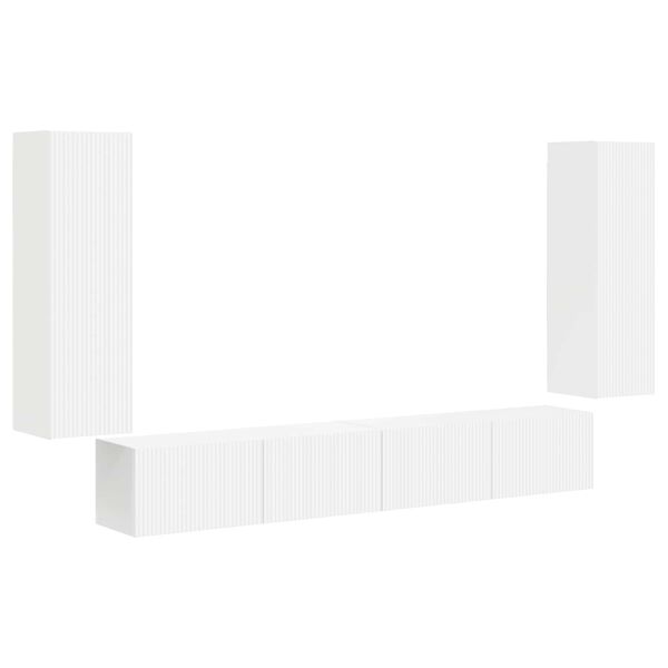 vidaXL TV Wall Cabinet Set Wall-mounted 4 pcs White Engineered Wood