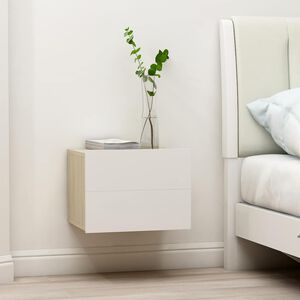 vidaXL Bedside Cabinets 2 pcs White and Sonoma Oak 40x30x30 cm Engineered Wood