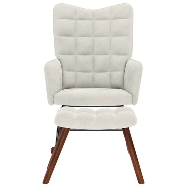 vidaXL Rocking Chair with Stool Cream Velvet