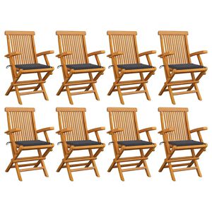 vidaXL Folding Chairs with Anthracite Cushions 8 pcs Solid Teak Wood
