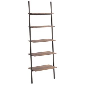 vidaXL Leaning Shelf | Dark brown and black | Engineered wood and steel