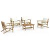 vidaXL 5 Piece Garden Lounge Set with Cream White Cushions Bamboo
