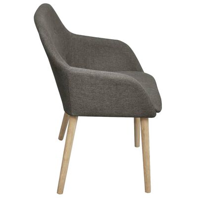 Oak Indoor Fabric Dining Chair Set 2 pcs with Armrest Dark Grey