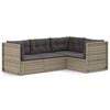 vidaXL 4 Piece Garden Lounge Set with Cushions Grey Poly Rattan