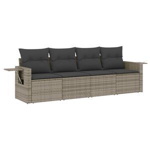 vidaXL 4 Piece Garden Sofa Set with Cushions Grey Poly Rattan