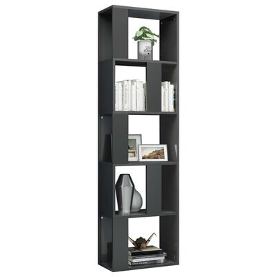 vidaXL Book Cabinet/Room Divider High Gloss Grey 45x24x159 cm Engineered Wood