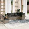 vidaXL 6 Piece Garden Sofa Set with Cushions Grey Poly Rattan