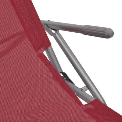 vidaXL Sun Loungers 2 pcs Steel Frame and Textilene Red