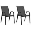 vidaXL Stackable Garden Chairs 2 pcs Black Textilene Fabric