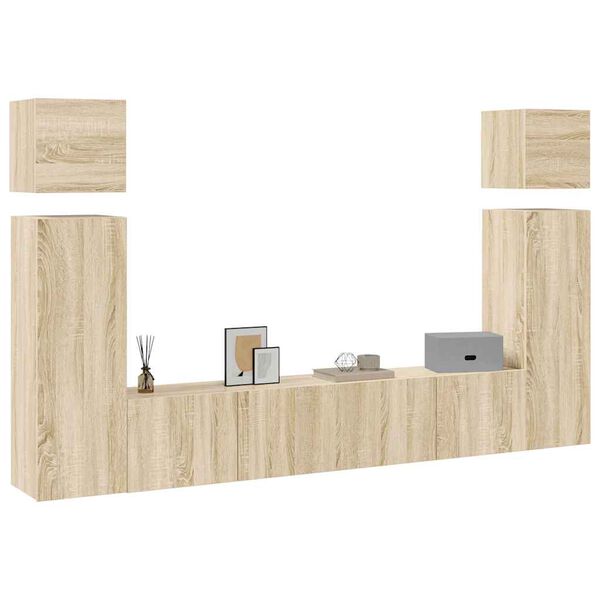 vidaXL 8 Piece TV Cabinet Set Sonoma Oak Engineered Wood