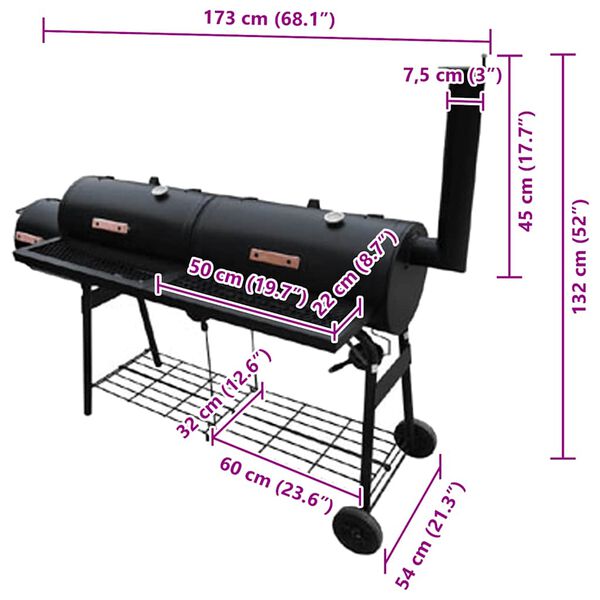 vidaXL Smoker BBQ Nevada XL Black