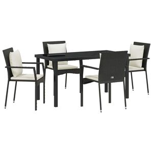 vidaXL Garden Dining Set 5 pcs Black Poly Rattan