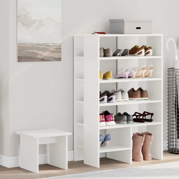 vidaXL Shoe Cabinet with Shelf 2 pcs White Engineered Wood