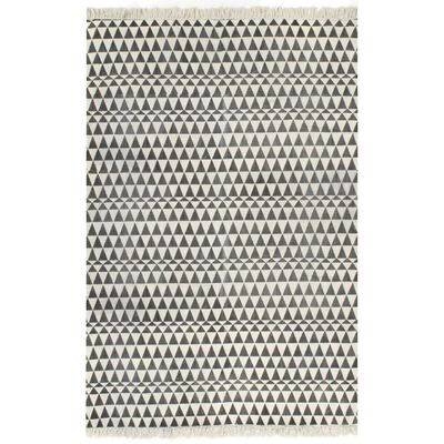 vidaXL Kilim Rug Cotton 160x230 cm with Pattern Black/White